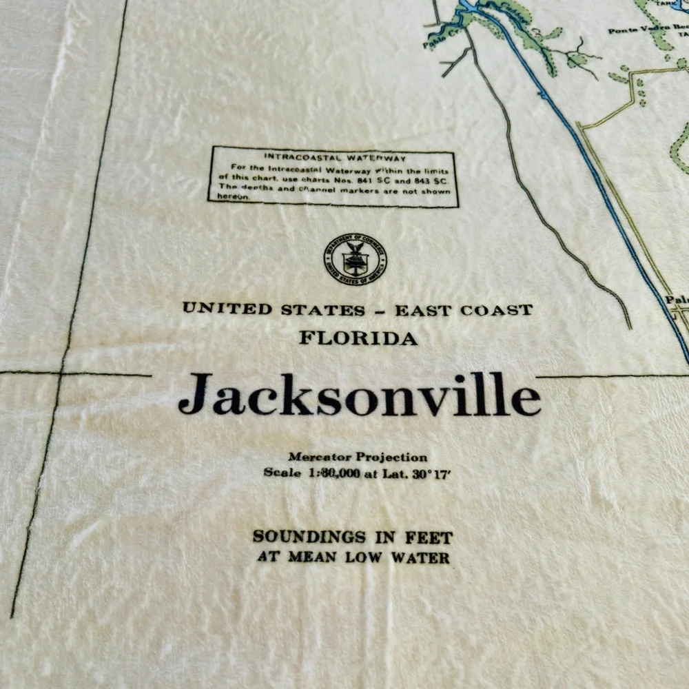 NEW without TAGS Plush Jacksonville, FL (Florida) Vintage Map Blanket